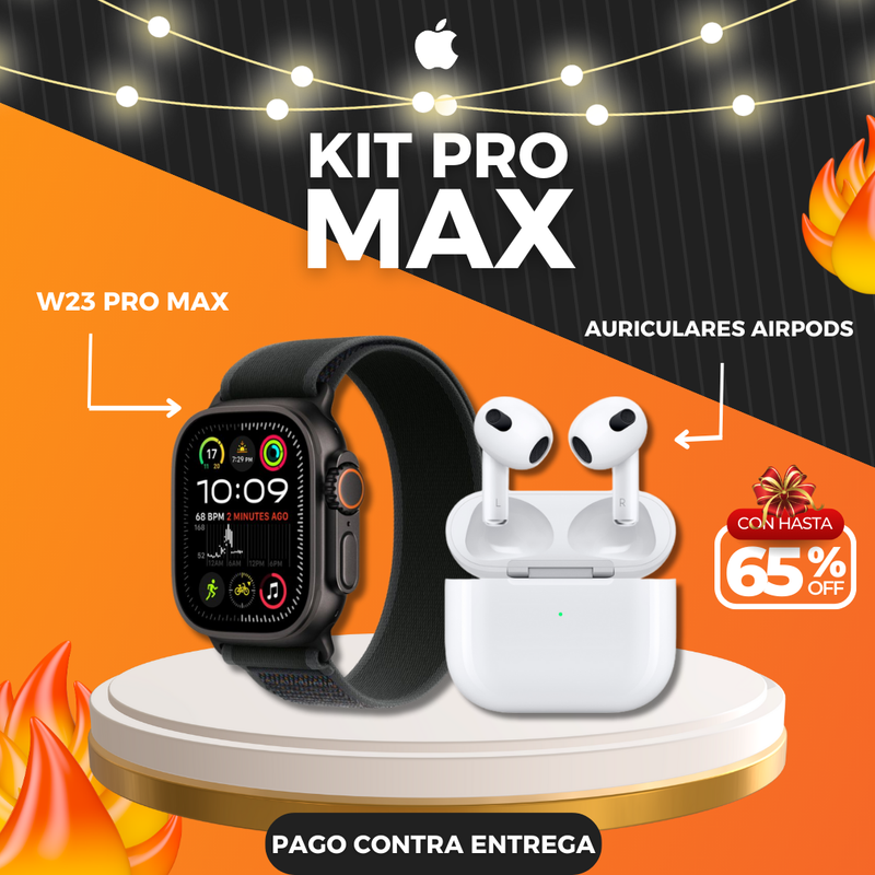 Promoción exclusiva del Black Friday 65% de descuento - KIT PRO MAX APPL - W23 PRO MAX + AURICULARES AIRPODS - CONTRA ENTREGA + ENVIO GRATIS + REGALO